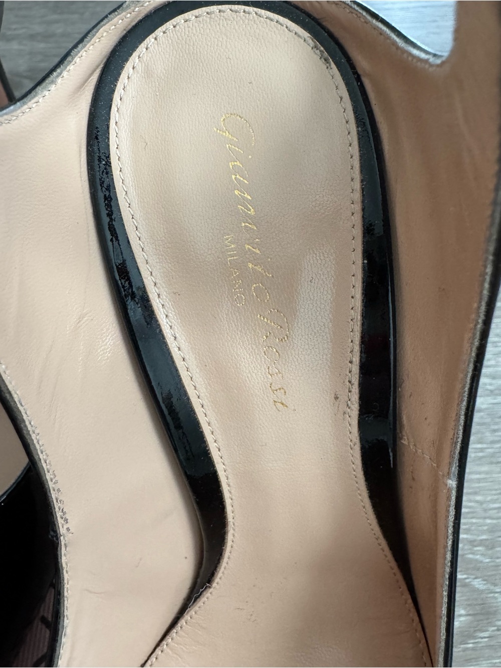 Gianvito Rossi Black Patent Pointed-Toe Ankle-Strap Heels - Picture 4 of 12